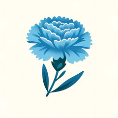 一本のカーネーションの花。青いカーネーションの切り花のイラスト