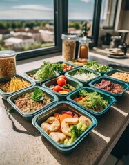 Sunlit Meal Prep: Healthy, Ready-to-Eat Meals in a Bright Kitchen