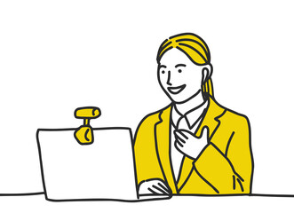 オンライン面接を受ける就活生の女性