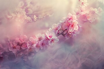 A dreamy and ethereal bouquet of cherry blossoms, creating a soft and delicate atmosphere