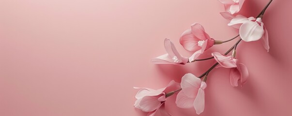 Fototapeta premium Pink flowers on a pink background