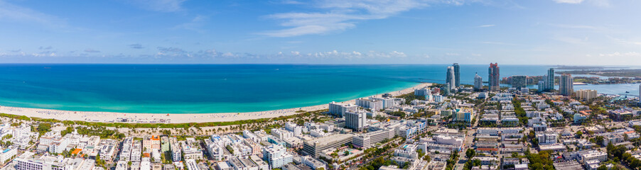 Fototapeta na wymiar Aerial panorama Miami Beach spring break 2024