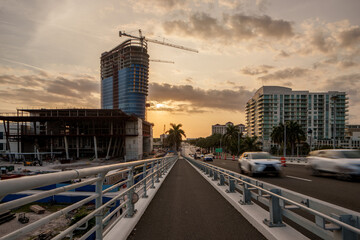 Sunset Fort Lauderdale 17th Street Causeway pedestrian walkway