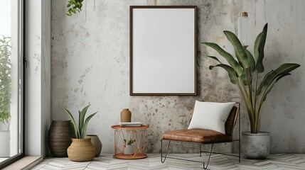 Modern Interior Decor with Elegant Mockup Frame