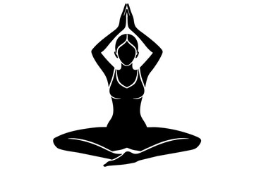 women yoga silhouette vector illustration