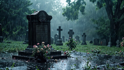 Cemetery in the Rain