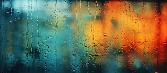 A close up photograph of a window showing rain drops on the glass surface - Powered by Adobe