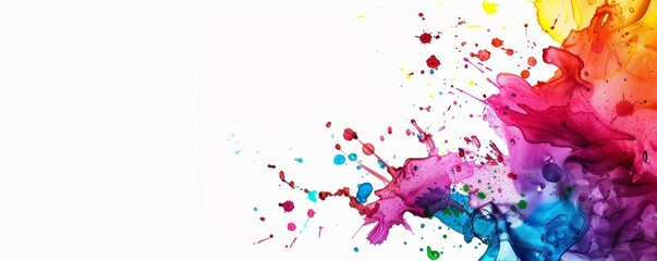 A colorful splash of paint on a white background - obrazy, fototapety, plakaty