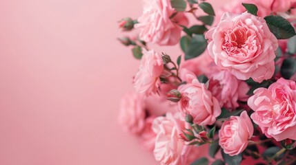 Fototapeta premium Picturesque setting of pink florals, ideal for designing heartfelt cards for special occasions.