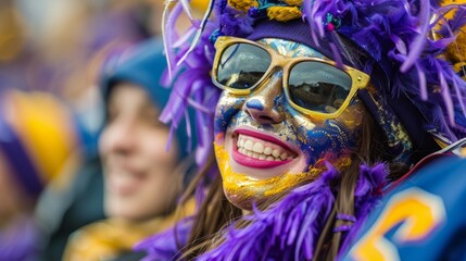 Obraz premium The stands are a visual feast of creativity with fans donning face paint and costumes to show their team spirit.