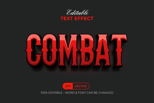 Combat Red Text Effect Shiny Style. Editable Text Effect.