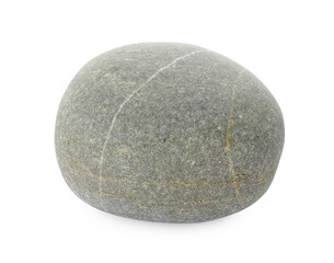 One grey stone isolated on white. Sea pebble
