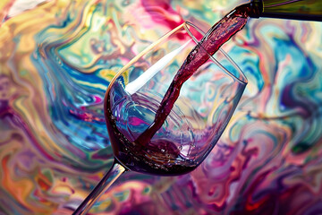 Each sip from the vine glass unlocks a new dimension of flavor, painting the palate with abstract strokes.
 - obrazy, fototapety, plakaty