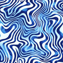Seamless Abstract blue Oceanic Waves Pattern