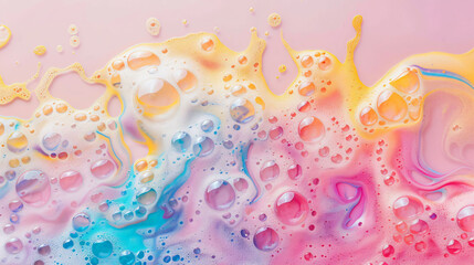Colorful soap bubbles with vibrant swirls, close-up of fluid art and surface tension.
 - obrazy, fototapety, plakaty