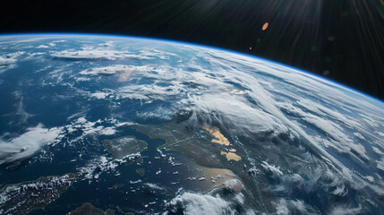 Fototapeta premium Earth from space, symbolizes global awareness and exploration.