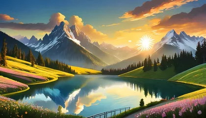Wandaufkleber sunrise in the mountains © Nguyen