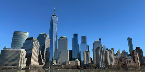 New York City Skyline Daytime Blue Sky Manhattan NYC