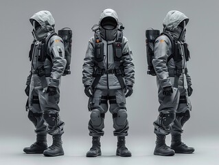 Obraz premium Urban stealth tech outfits, designed for undetectable infiltration and espionage