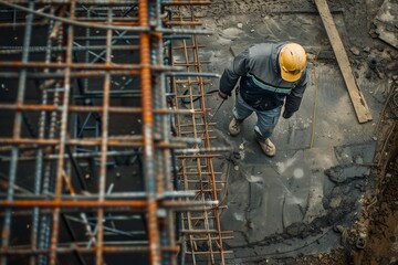 Construction worker with helmet