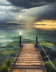 Foto op Plexiglas wooden pier on the lake © Nguyen