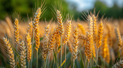 Tall Barley Sheaves in the Countryside