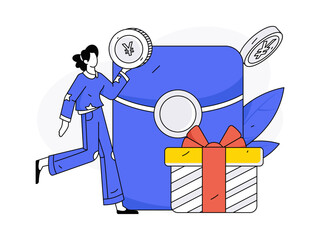 Holiday shopping people doing e-commerce online shopping flat vector concept operation hand drawn illustration
