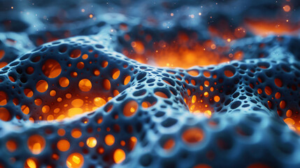 Microscopic view of cells with orange nuclei, concept: cellular biology and microscopy.
 - obrazy, fototapety, plakaty