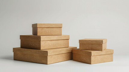 Simple cardboard boxes of varying heights on a plain background, minimalist storage concept.
 - obrazy, fototapety, plakaty