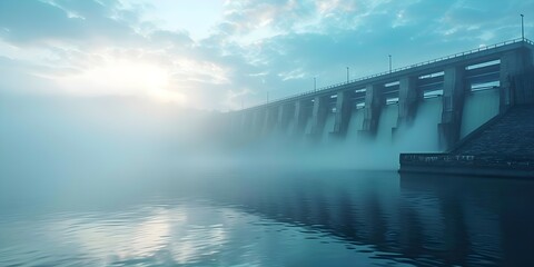 Hydroelectric dam with energy storage system showcasing sustainable energy generation and storage technology. Concept Sustainable Energy, Hydroelectric Dam, Energy Storage System