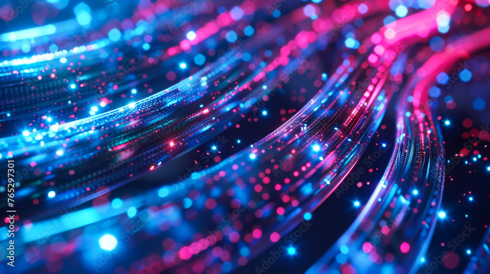 Wall mural internet technology. data channel cable. cyber network of information flows. high speed internet