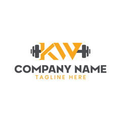 KW Letter monogram with barbell concept style design