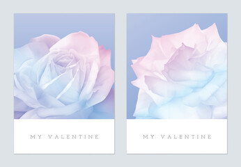 Valentine day greeting card, minimalist colorful gradient rose flowers