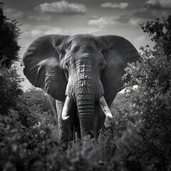 Majestic Elephant in its Natural Habitat: A spectacular display of wildlife's magnificence