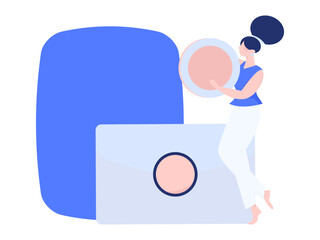 Holiday shopping people doing e-commerce online shopping flat vector concept operation hand drawn illustration
