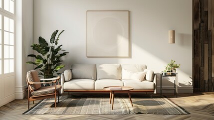 Fototapeta premium Wall Art in living room, Wall art mockup, Art wall in modern living room, 