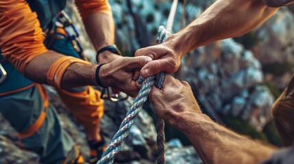 A close-up of climbers' hands gripping a rope, symbolizing the strength found in unity