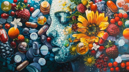 Contemporary acrylic artwork of modern healthcare themes.