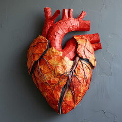 Radiant Ruby Paper Heart Beating with Passion