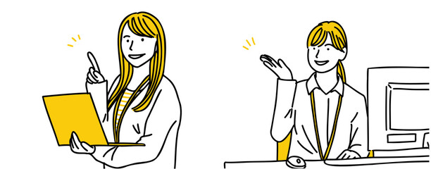 PCを使うオフィスで働く女性