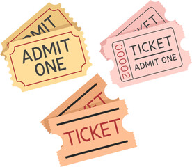 Vector illustration of a variety of ticket stubs in different shapes and colors.