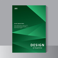 Cover design with Geometric shape with Green Background. Abstract design for cover book. Annual report. Brochure template, Poster, catalog. Simple Flyer, magazine	