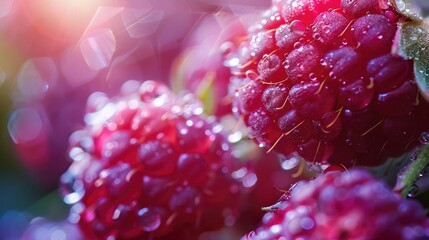 A close-up of dew-kissed berries with a soft focus highlighting their natural freshness