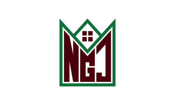 NGJ initial letter builders real estate logo design vector. construction, housing, home marker, property, building, apartment, flat, compartment, business, corporate, house rent, rental, commercial