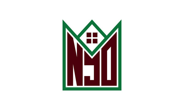 NJO initial letter builders real estate logo design vector. construction, housing, home marker, property, building, apartment, flat, compartment, business, corporate, house rent, rental, commercial