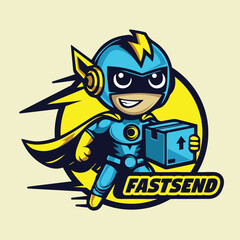 Express Delivery Mascot, Speedy Character Delivering Packages for Courier Company