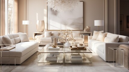 Modern luxury living room interior composition with aesthetic setting 