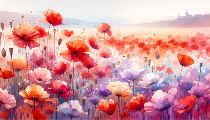 field of poppies flowers