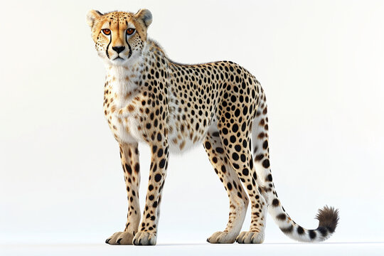 A Cheetah 3d render white background. Cute animal vocabulary for kindergarten children concept.