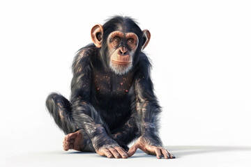 A Chimpanzee 3d render white background. Cute animal vocabulary for kindergarten children concept.